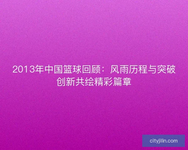2013年中国篮球回顾：风雨历程与突破创新共绘精彩篇章