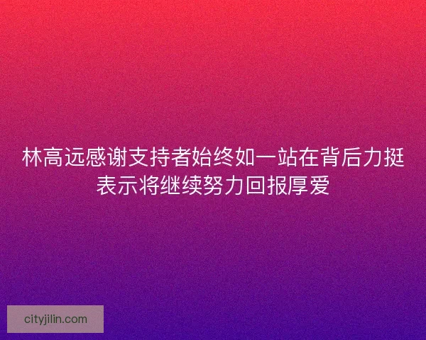 林高远感谢支持者始终如一站在背后力挺表示将继续努力回报厚爱