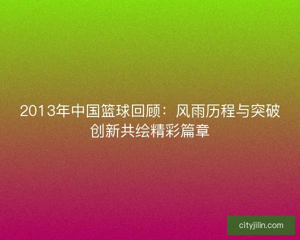 2013年中国篮球回顾：风雨历程与突破创新共绘精彩篇章