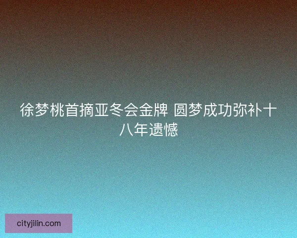 徐梦桃首摘亚冬会金牌 圆梦成功弥补十八年遗憾