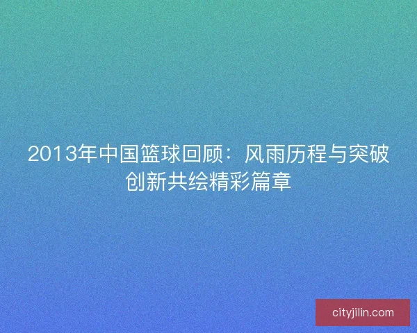 2013年中国篮球回顾：风雨历程与突破创新共绘精彩篇章