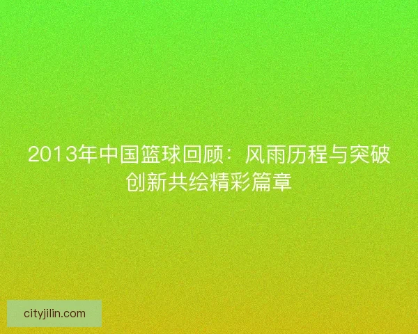 2013年中国篮球回顾：风雨历程与突破创新共绘精彩篇章